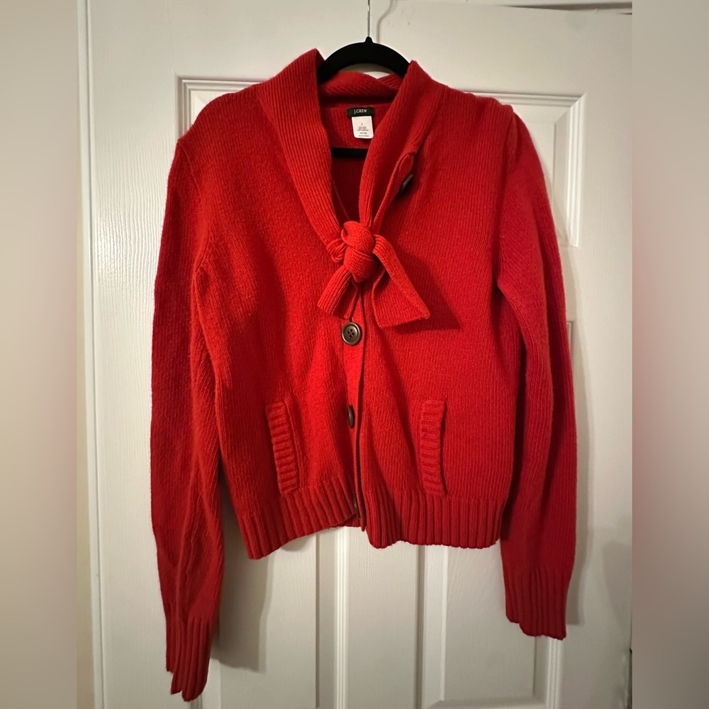 J. Crew Vibrant Red Wool Cardigan